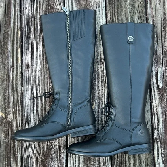 New Patricia Nash Black Leather Cavallo Lace-up Knee High Riding Boot, 7.5 - Picture 2 of 11